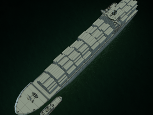 cargo ship hanjin and tugboat Model 3D