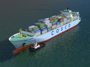 cargo ship cosco and tugboat 3Dモデル