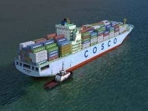 cargo ship cosco and tugboat 3Dモデル