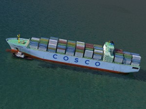 cargo ship cosco and tugboat 3Dモデル