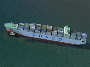 navio de carga cosco e rebocador Modelo 3D