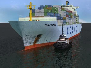 navio de carga cosco e rebocador Modelo 3D