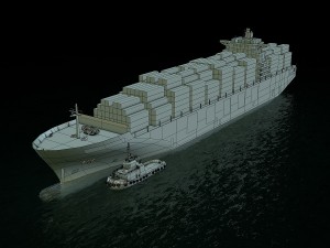 cargo ship cosco and tugboat 3Dモデル