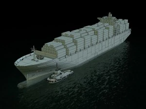 navio de carga cosco e rebocador Modelo 3D