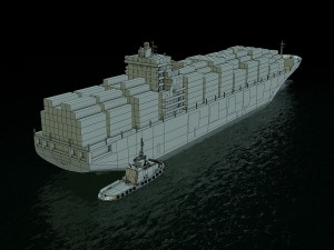 cargo ship cosco and tugboat 3Dモデル