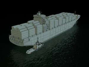 navio de carga cosco e rebocador Modelo 3D