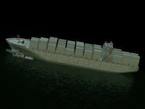 navio de carga cosco e rebocador Modelo 3D