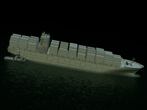 cargo ship cosco and tugboat 3Dモデル