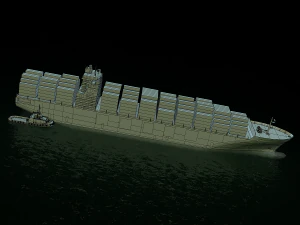 navio de carga cosco e rebocador Modelo 3D