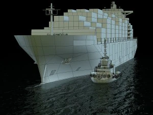 navio de carga cosco e rebocador Modelo 3D