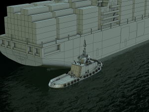 cargo ship cosco and tugboat 3Dモデル