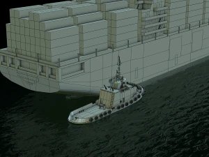 navio de carga cosco e rebocador Modelo 3D