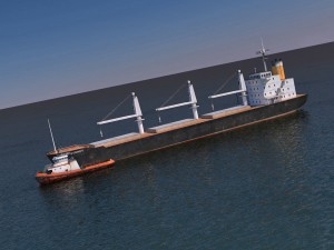bulk carrier and tugboat 3D Model