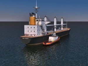 bulk carrier and tugboat 3D Model