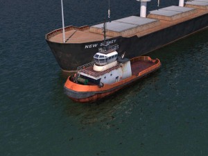 bulk carrier and tugboat 3D Model