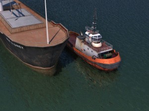 bulk carrier and tugboat 3D Model