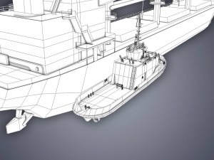 bulk carrier and tugboat 3D Model