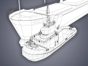 bulk carrier and tugboat 3D Model