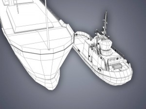 bulk carrier and tugboat 3D Model