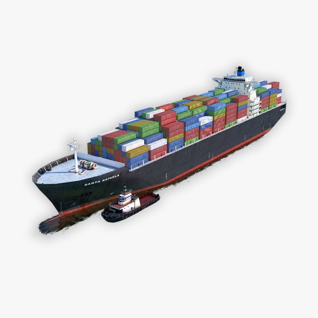 cargo ship and tugboat Modello 3D .c4d .max .obj .3ds .fbx .stl .blend 