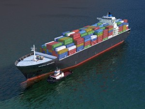 cargo ship and tugboat Modello 3D