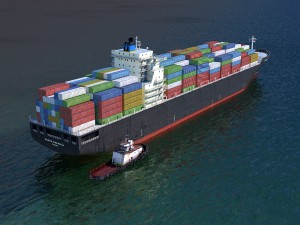 cargo ship and tugboat Modello 3D
