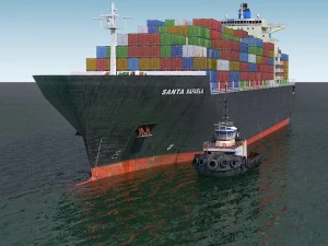 cargo ship and tugboat 3D Model