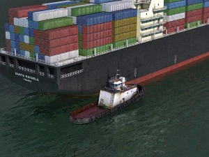 cargo ship and tugboat 3D Model