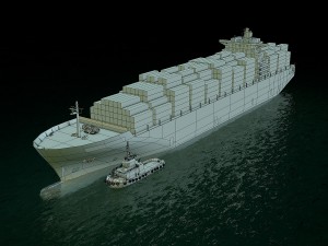 cargo ship and tugboat Modello 3D