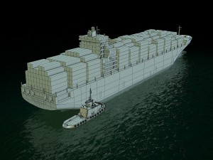 cargo ship and tugboat Modello 3D