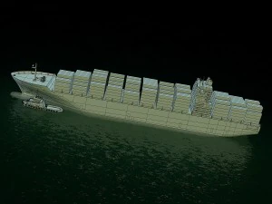 cargo ship and tugboat 3D Model