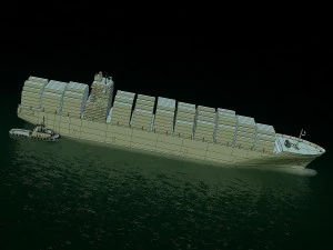 cargo ship and tugboat 3D Model