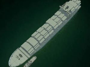 cargo ship and tugboat 3D Model