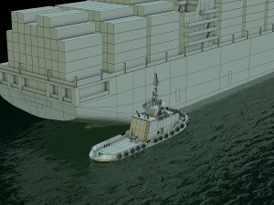 cargo ship and tugboat Modello 3D