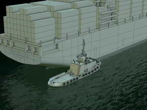 cargo ship and tugboat 3D Model