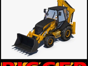 jcb backhoe loader rigged 3D Модель