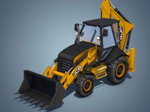 jcb backhoe loader rigged 3D Модель