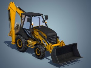 jcb backhoe loader rigged 3D Модель