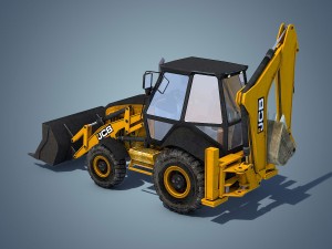 jcb backhoe loader rigged 3D Модель
