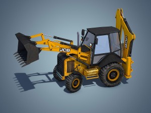 jcb backhoe loader rigged 3D Модель