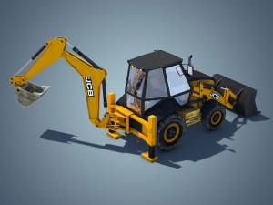 jcb backhoe loader rigged 3D Модель