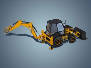 jcb backhoe loader rigged 3D Модель