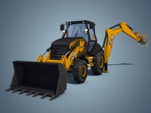 jcb backhoe loader rigged 3D Модель