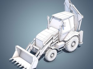 jcb backhoe loader rigged 3D Модель