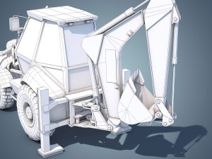 jcb backhoe loader rigged 3D Модель