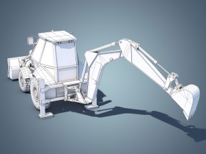 jcb backhoe loader rigged 3D Модель