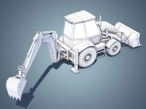 jcb backhoe loader rigged 3D Модель