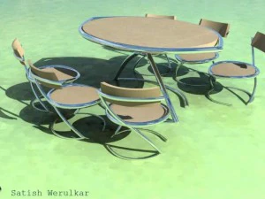 набор стульев для стола 3D Модель