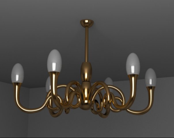 chandelier french horn 3D Модель .c4d .max .obj .3ds .fbx .stl .blend 