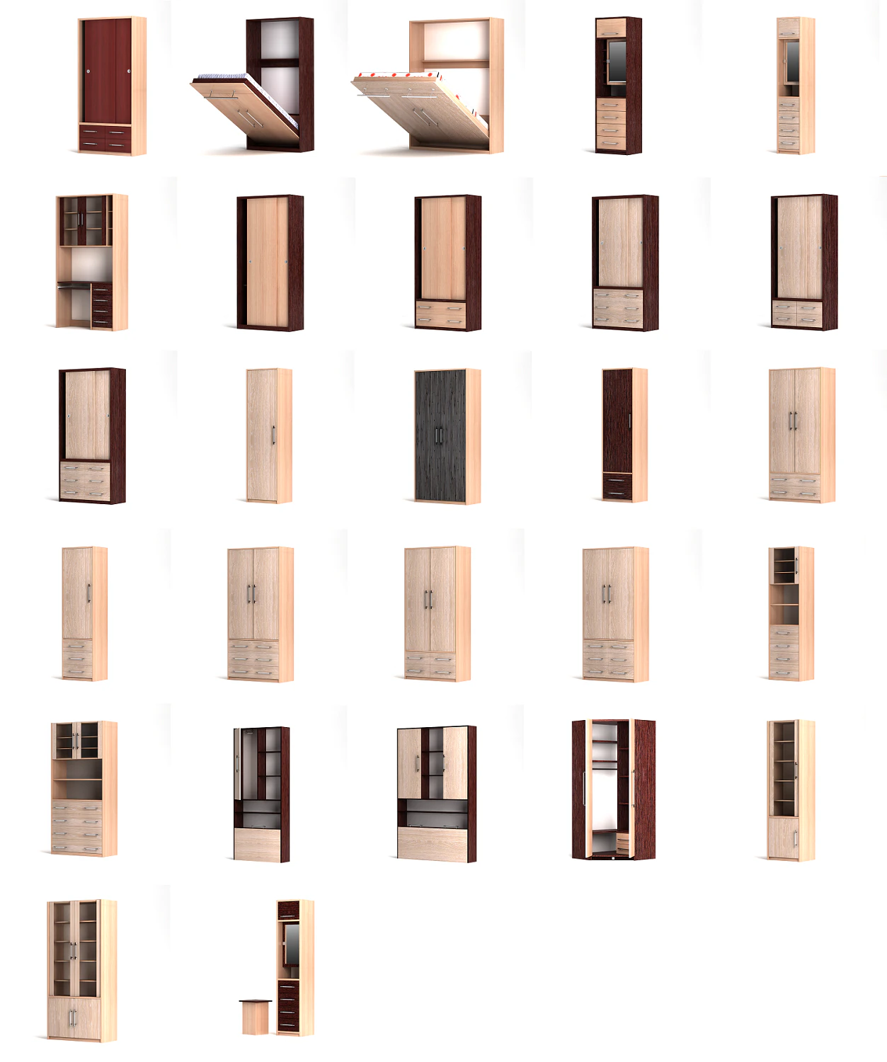 wall bed collection 3D Model .c4d .max .obj .3ds .fbx .stl .blend 